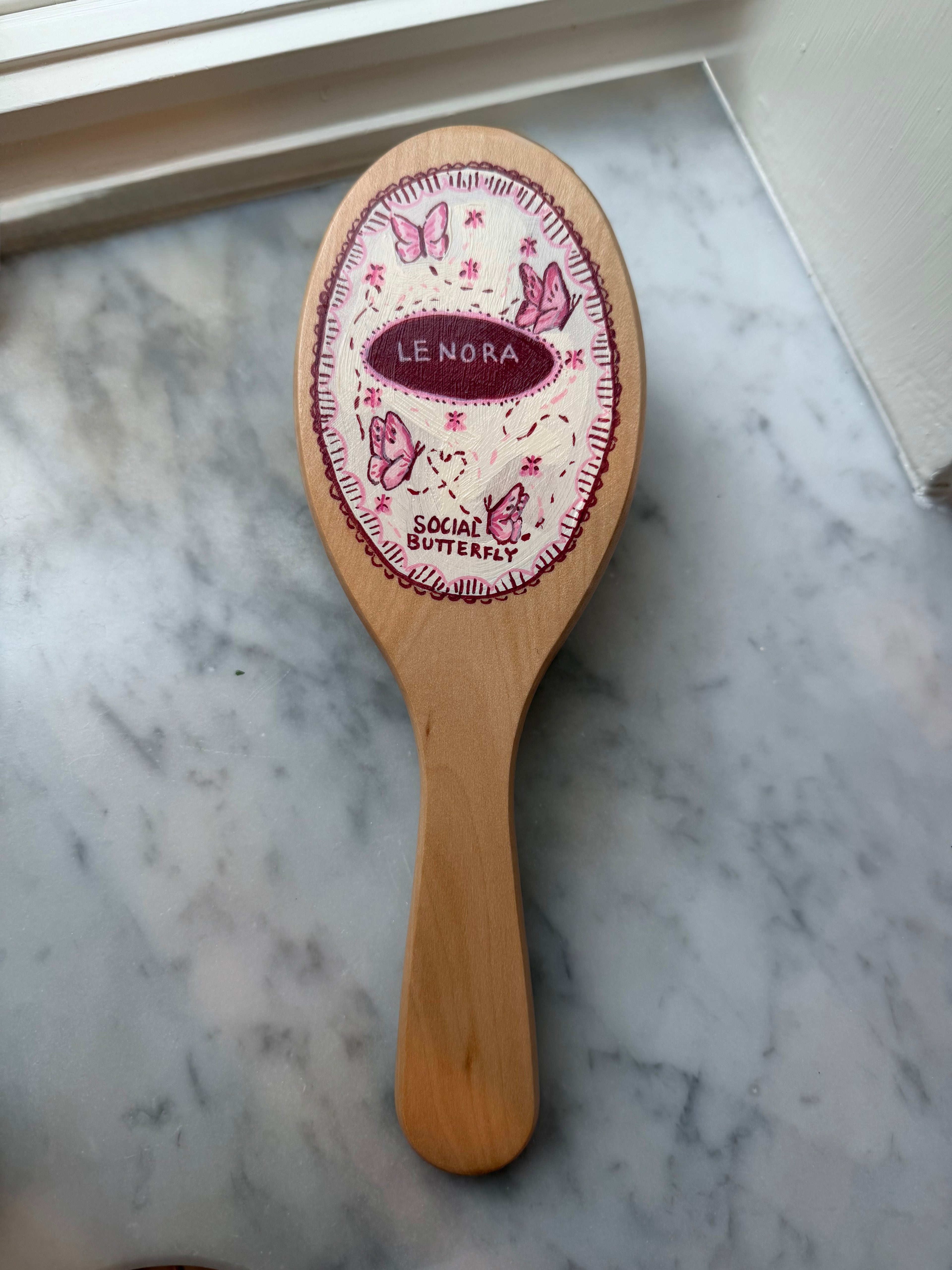Hand Painted Wooden Hairbrush